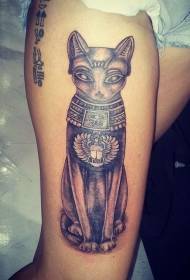 الهيروغليفية المصرية الفخذ ونمط الوشم القط المعبود الأسود