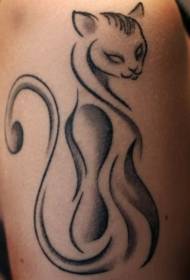 Стильний чорний кіт татуювання візерунок