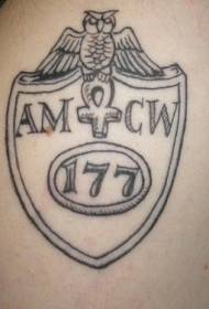 Rameno Simple Owl Shield Sign Tattoo Pattern
