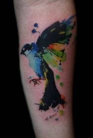 Modello tatuaggio colorato uccellino braccio piccolo