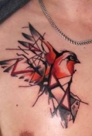 Хлопчик груди намальовані геометричні просту лінію маленької тварини птах татуювання малюнок