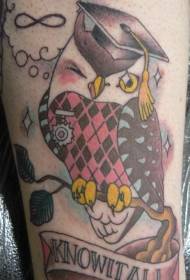 Узорак тетоваже сове у боји ногу
