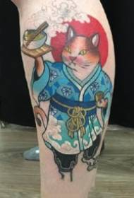 欣賞一組日本風格的頑皮貓紋身作品