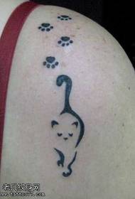 어깨 귀여운 고양이 토템 문신 패턴