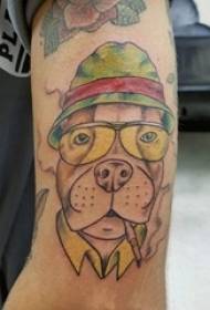 Boys arm painted on spurs simple lines small animal dog tattoo pictures