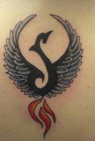 Esquena patró de tatuatge de símbol d'ocell negre