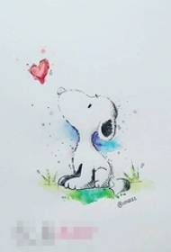 Malowany szkic osobowość twórcza kreskówka ładny tatuaż szczeniaka Snoopy