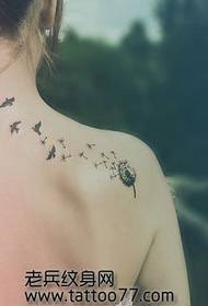 Fashion popular dandelion totem bird tattoo pattern