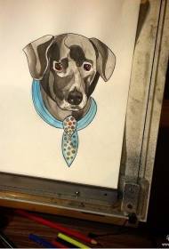 Manuscrito de padrão de tatuagem de cão europeu dos desenhos animados