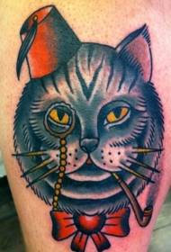 Old school cat portrait tattoo pattern