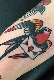 Comb levél madár tetoválás minta