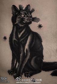 Modello di tatuaggio del gatto pungente addominale