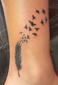 Μαύρο μοτίβο τατουάζ αστράγαλο πουλιών φτερό