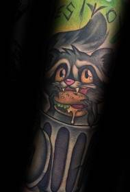 Raccoon viverra cute quod cum tattoos forma burger
