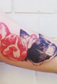 Modello del tatuaggio dell'avatar del cane di colore due di stile dell'illustrazione