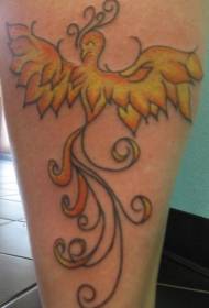 Stehno žlutý phoenix ptačí tetování vzor