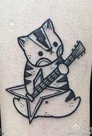 Thigh love music kitten tattoo pattern