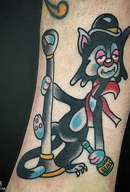 Tatuaż kota na łydce