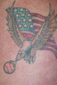 Baséiert Baseball Eagle an amerikanesche Fändel Tattoo Muster