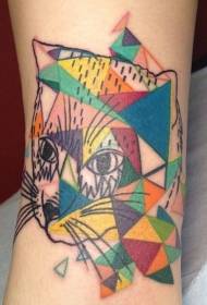 Φωτεινό γεωμετρικό σχέδιο γάτας ζωγραφισμένο τατουάζ