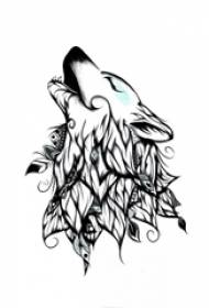 Чорна лінія творчих літературних красивий візерунок рукопис татуювання голова вовка