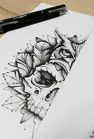 European and American Hedgehog Owl Tattoo Manuscript