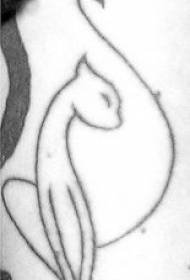 Elegant minimalist female cat tattoo pattern