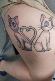 Băieții șolduri pictate gradient linie simplă desen animat mic animal pisica tatuaj pisica