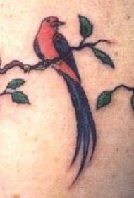 Wild jungle vogel en takje tattoo patroon