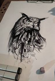 Manuscript ink owl tattoo pattern