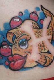 Modello di tatuaggio di pesce donna sexy colorato in vita