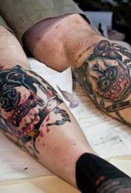 Двоногий собачий колір татуювання візерунок