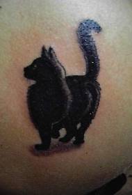 Szőrös fekete macska tetoválás minta