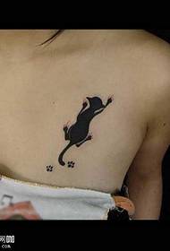 Chest cat tattoo pattern