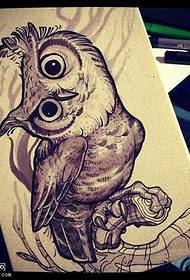 Manuscript owl tattoo pattern