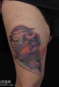 Uzorak tetovaže sova u boji nogu
