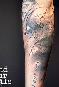 Tema di tatuatu d'uccello di punta grisa bracciu