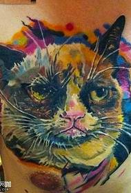 Chest color cat tattoo pattern