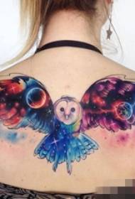 საყვარელი პატარა ცხოველების აბსტრაქტული ხაზის owl tattoo ნიმუში