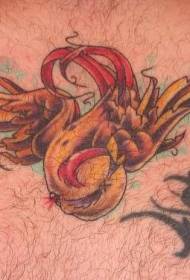 Patrón de tatuaxe de aves de cor dourada