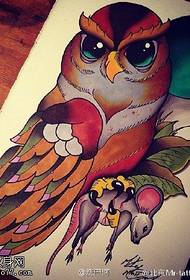 Modello di tatuaggio classico gufo dipinto