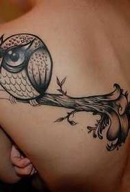 Back owl tattoo pattern