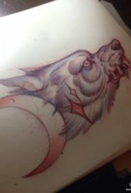 Iskolai farkas fej hold tetoválás minta kézirat