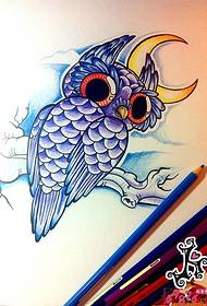 Pictiúr lámhscríbhinne tattoo cruthaitheach owl