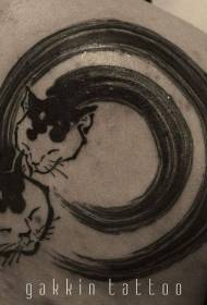 Itom nga linya sa tinta sa luyo nga adunay sumbanan nga tattoo sa cat avatar