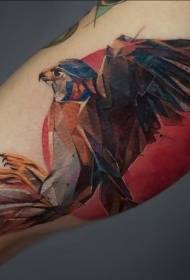 Didelės rankos iliustracijos stiliaus skraidančio erelio tatuiruotės modelis