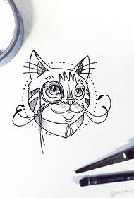 პატარა სუფთა კატა პიროვნების ტატუირების ნიმუში ხელნაწერი