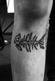 Gamba di pesce di schizzo neru scheletru di tatuaggi