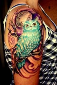 Arm turquoise owl papisong ea tattoo ea sefate