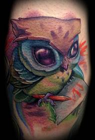 Tattoo ya profesyonel pêşnumayek rengînek tatîl a owl vedibêje